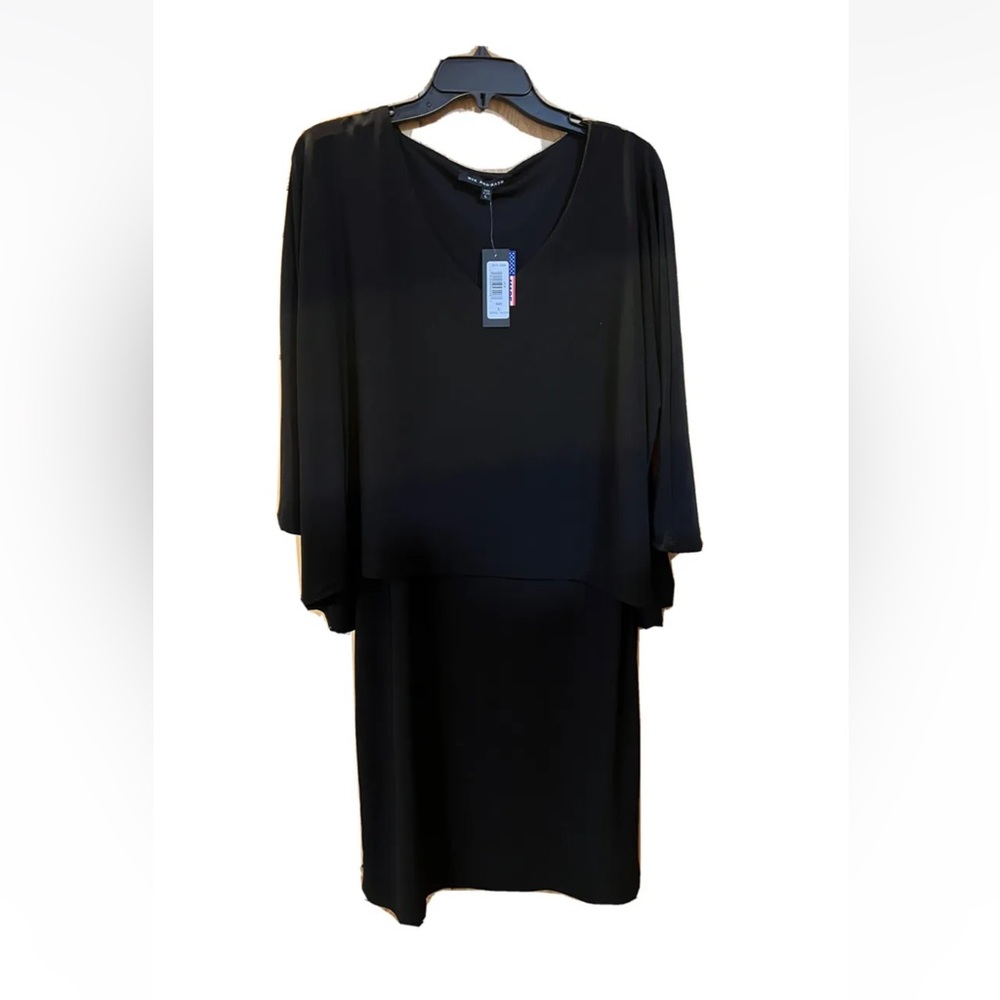 nik and nash dress black cocktail two tiered L NEW TAGS Stretch Holiday NWT